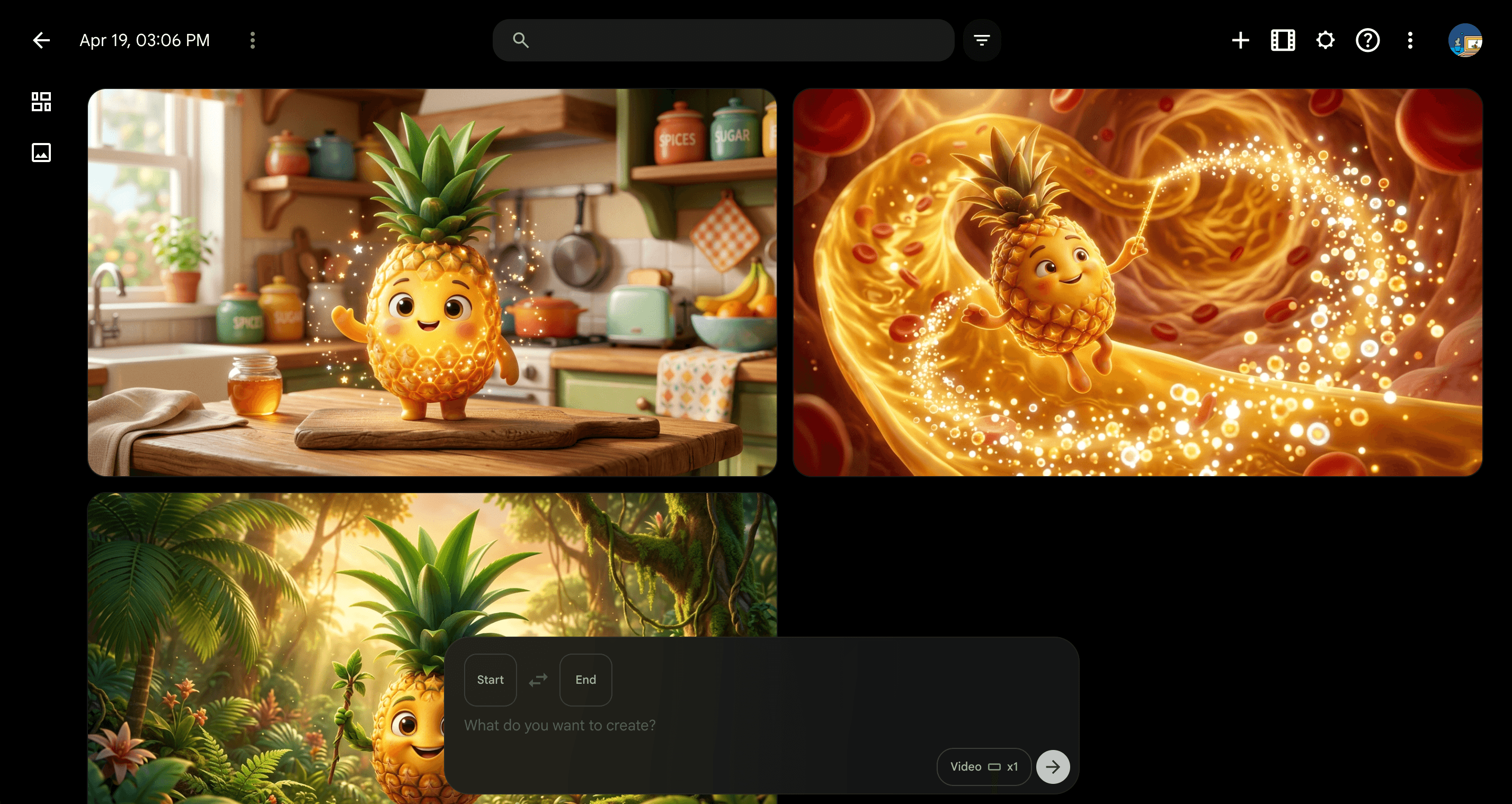 Generating images per scene in AI tool