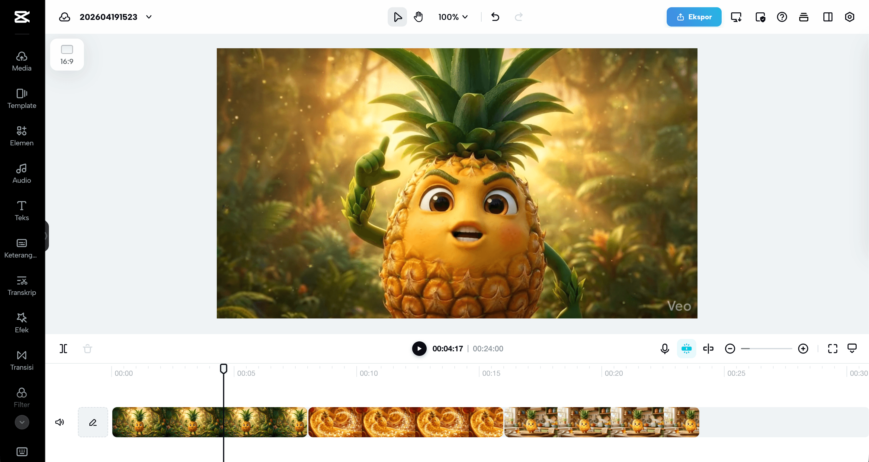 Video editing in CapCut timeline